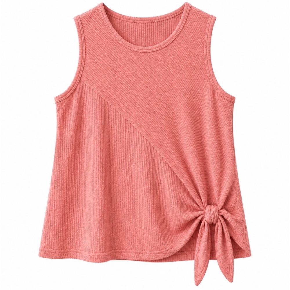 Juniper + Lime Large Coral Ribbed Side Tie Sleeveless Tank Top